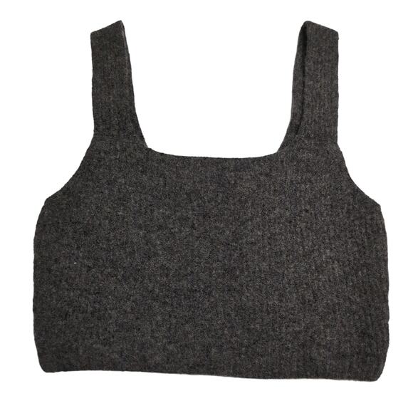 Everlane Cozy Stretch Tank Top Heathered Charcoal Grey Yak Hair Blend Size M New - Picture 2 of 10
